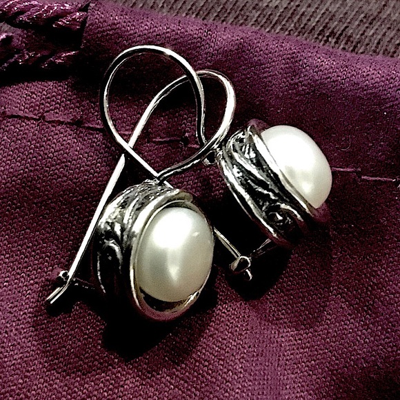 SILPADA Modern Fairytale Sterling Silver Pearl Drop Earrings - Picture 8 of 14